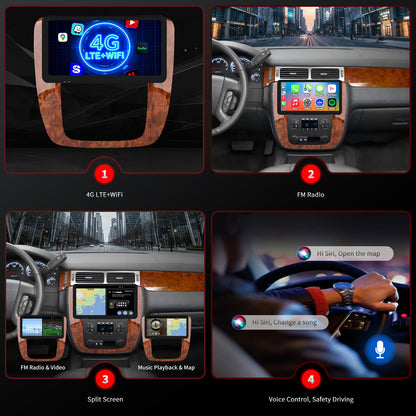 For Chevrolet Chevy Silverado 1500/2500/3500 2007-2013 Radio upgrade,10.5-inch QLED  8-Core CPU,touch screen Stereo,Wireless CarPlay & Android Auto,keep OEM Controls