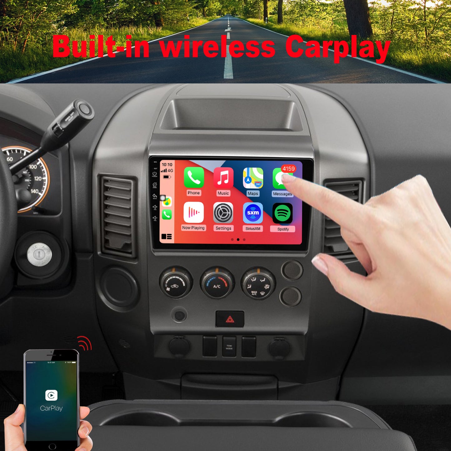 For Nissan Titan 2004-2007 Radio upgrade,9-inch QLED  8-Core CPU,touch screen Stereo,Wireless CarPlay & Android Auto,keep OEM Controls