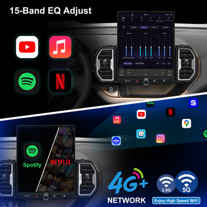 For Ford Bronco Sport 2021-2024 Radio upgrade, 14.5-inch QLED 8-Core CPU, touch screen Stereo,Wireless CarPlay & Android Auto, keep OEM Controls