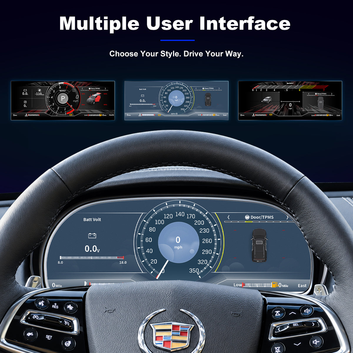For Cadillac ATS ATS-L 2014-2017 Digital Instrument Cluster, 12.3-inch QLED Screen, Multiple UI, Wireless CarPlay, Direct OEM Replacement