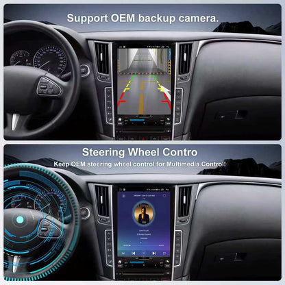 Infiniti Q50L Radio upgrade 2015-2023 CarPlay Stereo Screen-Topdisplay 2015 2016 2017 2018 2019 2020 2021 2022 2023 Infiniti Q50L Replacement Headunit Apple Android Auto Accessories Pantalla Estéreo