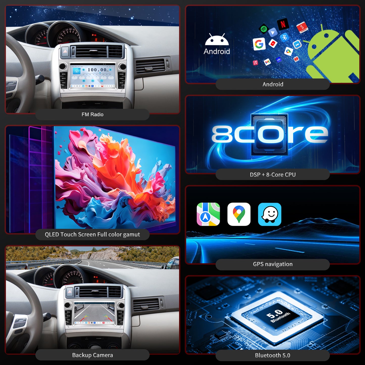 For Toyota Verso 2009-2018 Radio Upgrade, 7-inch QLED 8-Core CPU, Touch Screen Stereo,Wireless CarPlay & Android Auto,Free backup camera, keep OEM Controls