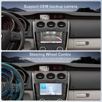 For Mazda CX-7 2006-2012 Radio upgrade, 8-inch QLED 8-Core CPU, touch screen Stereo,Wireless CarPlay & Android Auto, keep OEM Controls, Free backup Camera Included
