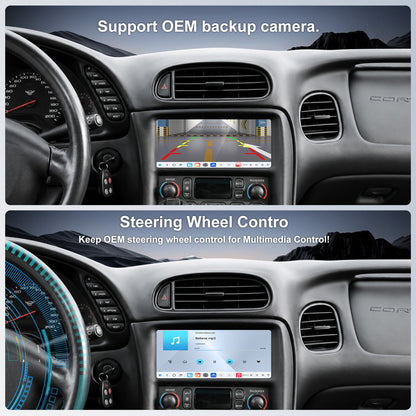 For Chevrolet Chevy Corvette C5 1997-2004 Radio upgrade,6.8-inch QLED  8-Core CPU,touch screen Stereo,Wireless CarPlay & Android Auto，Free camera