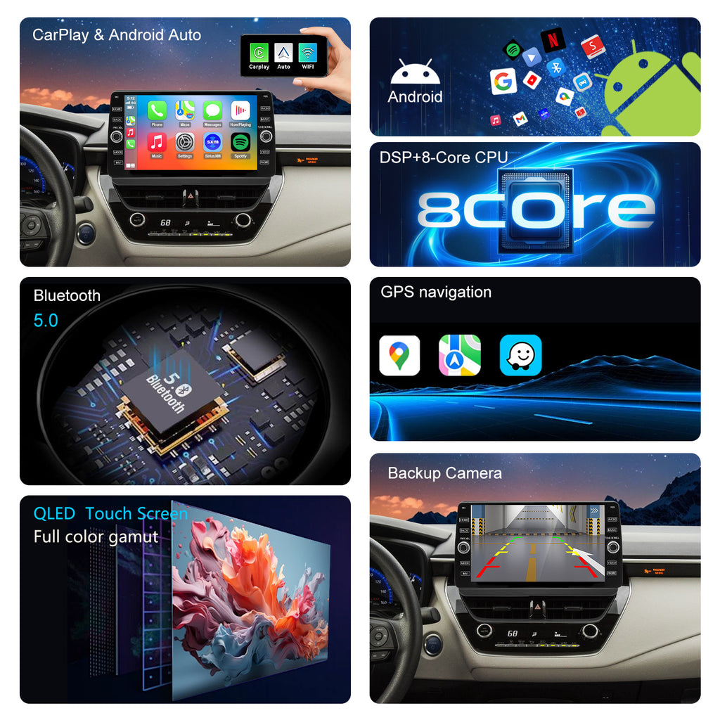 For Toyota Corolla 2020-2022 Radio upgrade,10.2-inch QLED 8-Core CPU,touch screen Stereo,Wireless CarPlay & Android Auto,keep OEM Controls