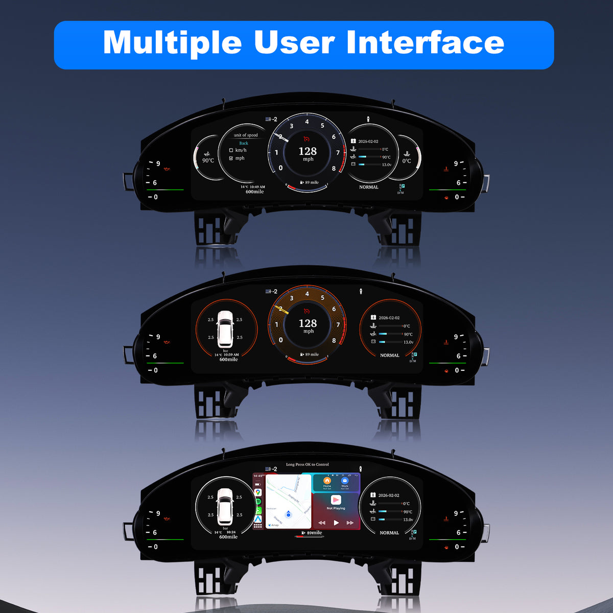 Porsche Cayenne Digital Instrument Cluster 2002-2009 | 12.3" QLED - Topdisplay 2002 2003 2004 2005 2006 2007 2008 2009