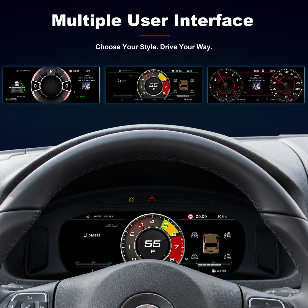 For Volkswagen Multivan T5 2012-2019 Digital Instrument Cluster, 10.25-inch QLED Screen, Multiple UI, Wireless CarPlay, Direct OEM Replacement