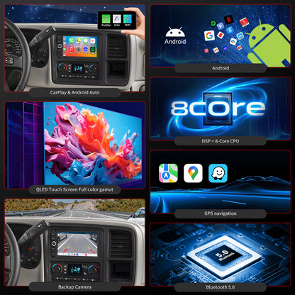 For Chevrolet Chevy Silverado 1500/2500/3500 2003-2006 Radio upgrade,7-inch QLED  8-Core CPU,touch screen Stereo,Wireless CarPlay & Android Auto,keep OEM Controls