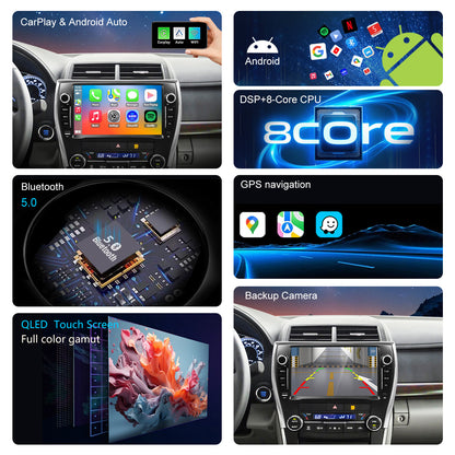 For Toyota Camry 2015-2017 Radio upgrade,9-inch QLED  8-Core CPU,touch screen Stereo,Wireless CarPlay & Android Auto,keep OEM Controls