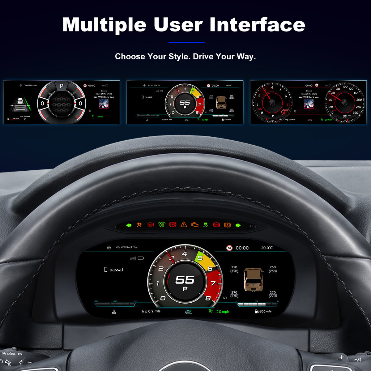 For Volkswagen Tiguan 2010-2017 Digital Instrument Cluster, 10.25-inch QLED Screen, Multiple UI, Wireless CarPlay, Direct OEM Replacement