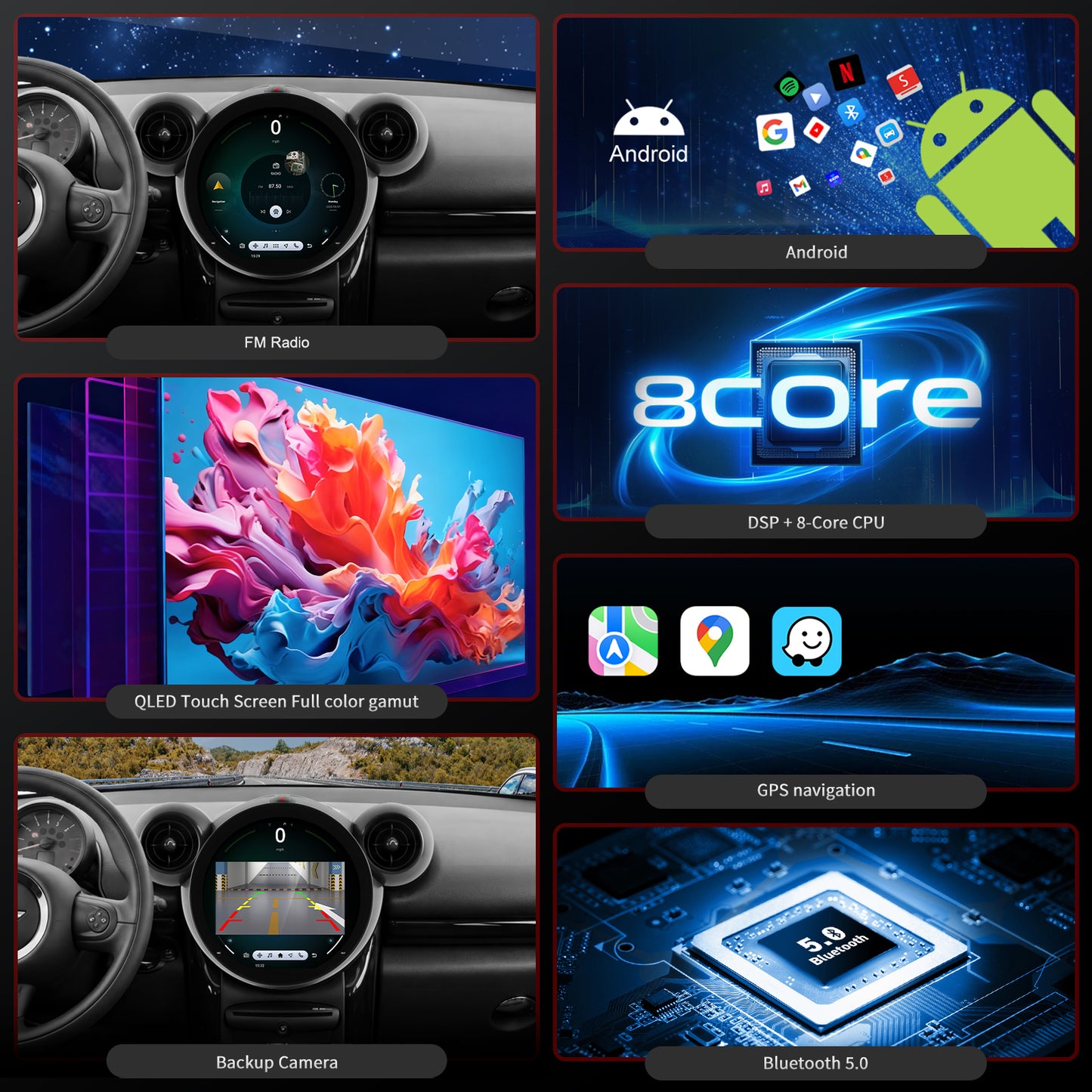 BMW MINI Radio upgrade 2011-2016 CarPlay Stereo Screen - Topdisplay 2011 2012 2013 2014 2015 2016 Replacement Headunit Apple Android Auto Accessories Pantalla Estéreo