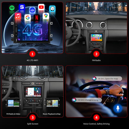Ford Mustang Stereo replacement 2005-2009 CarPlay Radio Screen-Topdisplay 2005 2006 2007 2008 2009 Mustang Upgrade Headunit Apple Carplay Android Auto Accessories Pantalla Estéreo