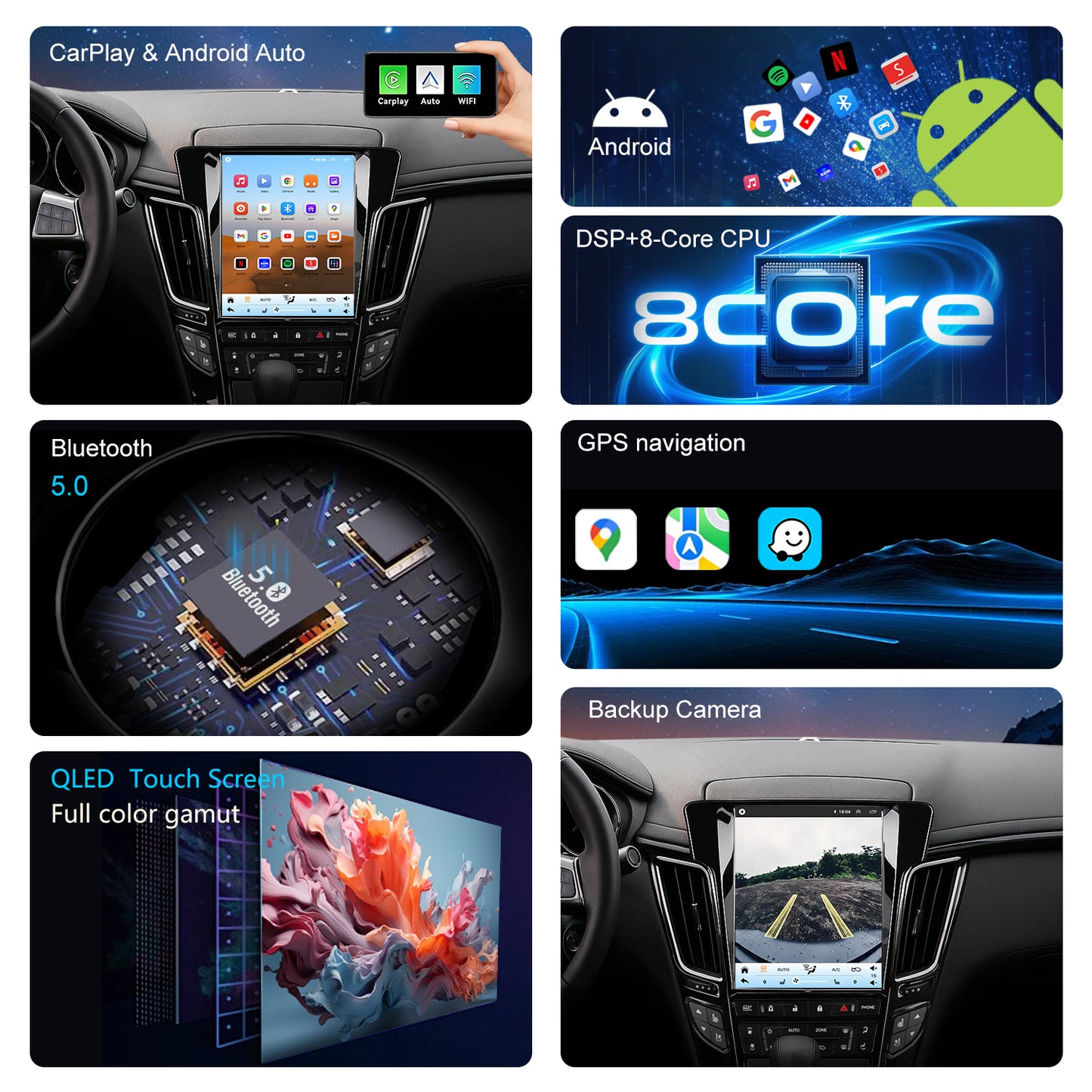 For Cadillac CTS 2008-2014 Radio upgrade,9.7-inch QLED 8-Core CPU,touch screen Stereo,Wireless CarPlay & Android Auto,keep OEM Controls