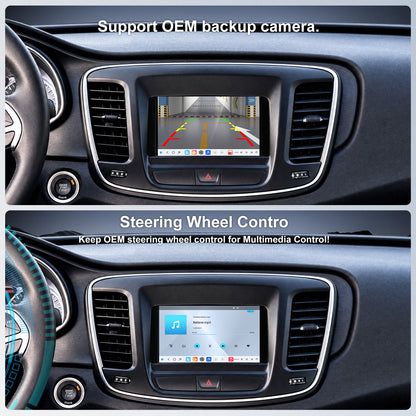 For Chrysler 200 2015-2017 Radio upgrade, 7-inch QLED 8-Core CPU, touch screen Stereo,Wireless CarPlay & Android Auto, keep OEM Controls