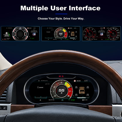 For Volkswagen Touareg 2003-2010 Digital Instrument Cluster, 12.3-inch QLED Screen, Multiple UI, Wireless CarPlay, Direct OEM Replacement