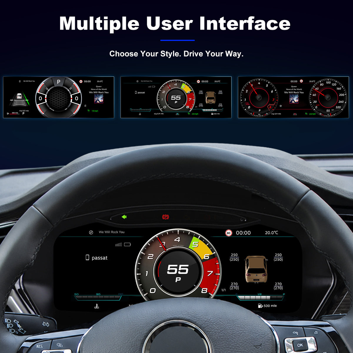 For Volkswagen Touran L 2016-2022 Digital Instrument Cluster, 12.3-inch QLED Screen, Multiple UI, Wireless CarPlay, Direct OEM Replacement