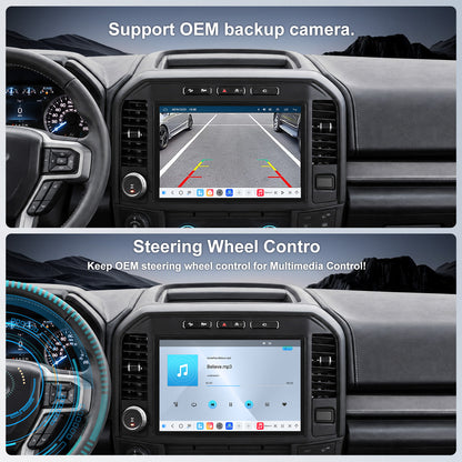 For Ford F150 2015-2020 Radio upgrade, 13-inch QLED 8-Core CPU, touch screen Stereo, Wireless CarPlay & Android Auto, keep OEM Controls