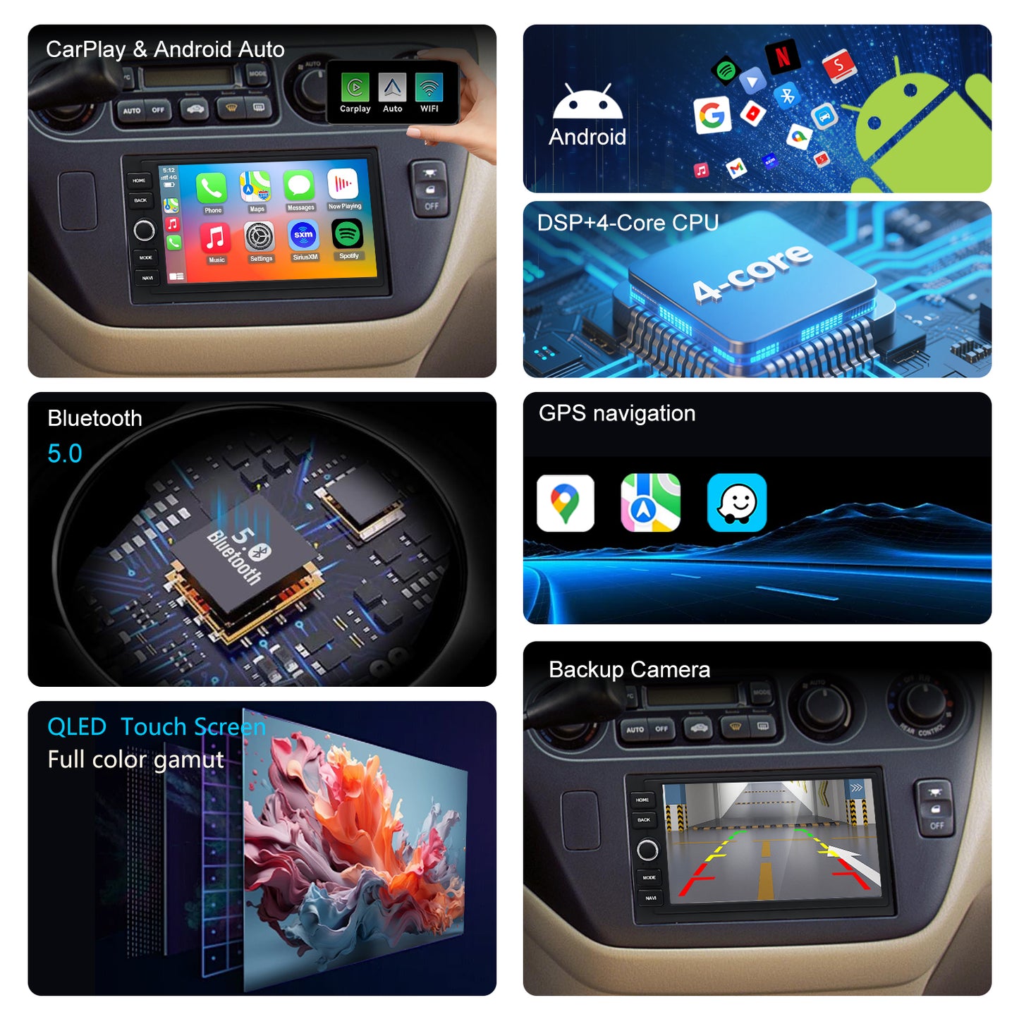 Honda Odyssey Radio upgrade 1997-2004 CarPlay Stereo Screen-Topdisplay 1997 1998 1999 2000 2001 2002 2003 2004 Replacement Headunit Apple Android Auto Accessories Pantalla Estéreo 