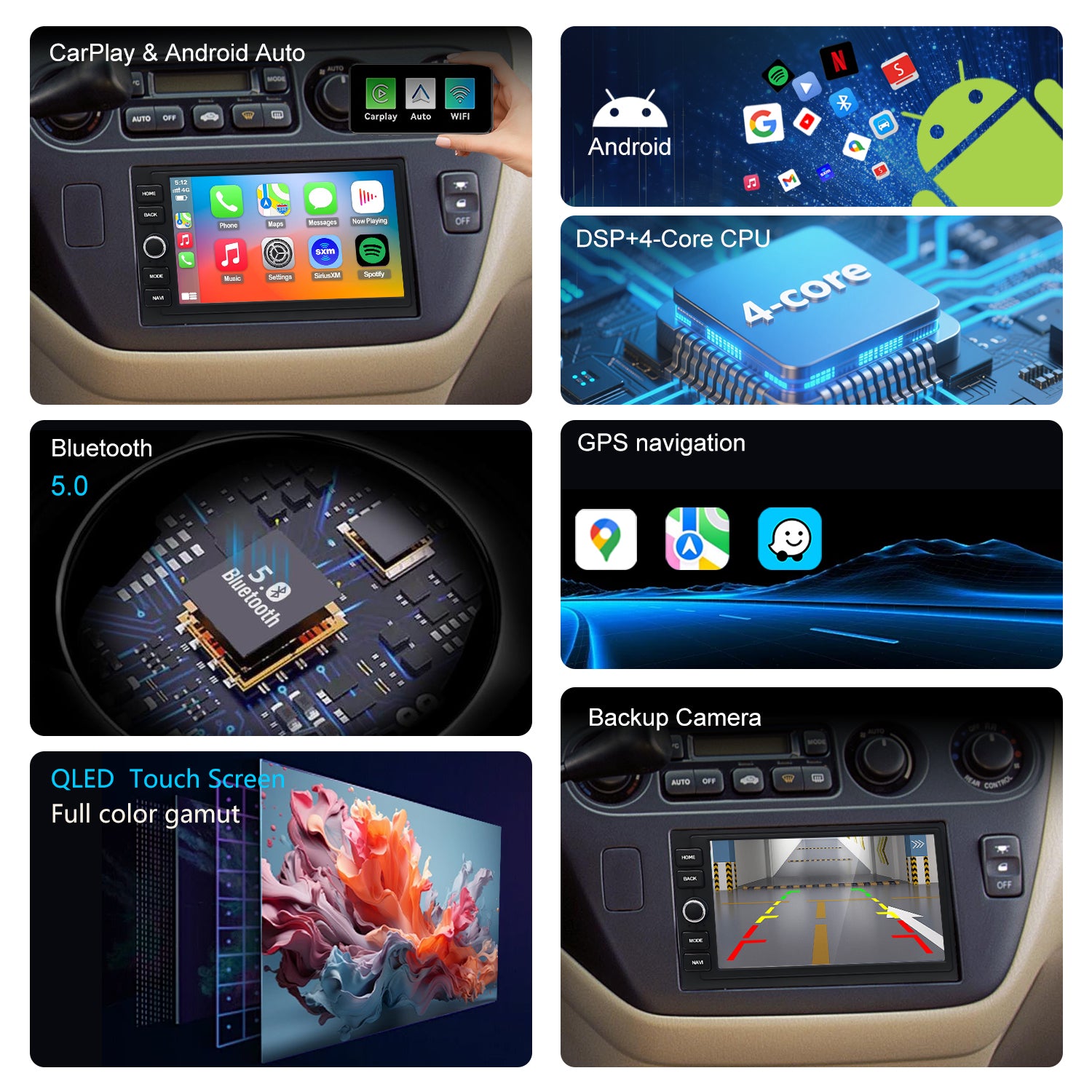 Honda Odyssey Radio upgrade 1997-2004 CarPlay Stereo Screen-Topdisplay 1997 1998 1999 2000 2001 2002 2003 2004 Replacement Headunit Apple Android Auto Accessories Pantalla Estéreo 