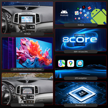 For Toyota Venza 2009-2016 Radio Upgrade, 7-inch QLED 8-Core CPU, Touch Screen Stereo,Wireless CarPlay & Android Auto, Free backup camera, keep OEM Controls