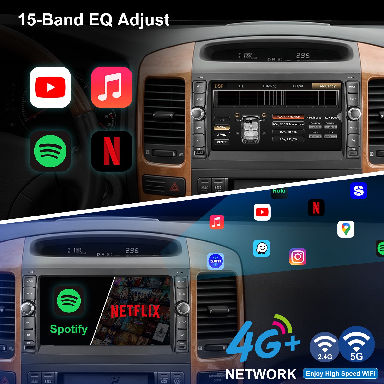 Ford Lexus GX470 Radio upgrade 2002-2009 CarPlay Stereo Screen - Topdisplay 2002 2003 2004 2005 2006 2007 2008 2009 Lexus Replacement Headunit Apple Android Auto Accessories Pantalla Estéreo