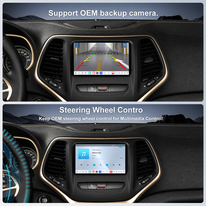 For Jeep Cherokee 2014-2018 Radio upgrade, 7-inch QLED 8-Core CPU, touch screen Stereo,Wireless CarPlay & Android Auto,keep OEM Controls