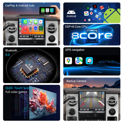 Ford F150 Stereo replacement 2009-2012 CarPlay Radio Screen-Topdisplay 2009 2010 2011 2012 F150 Upgrade Headunit Apple Carplay Android Auto Accessories Pantalla Estéreo
