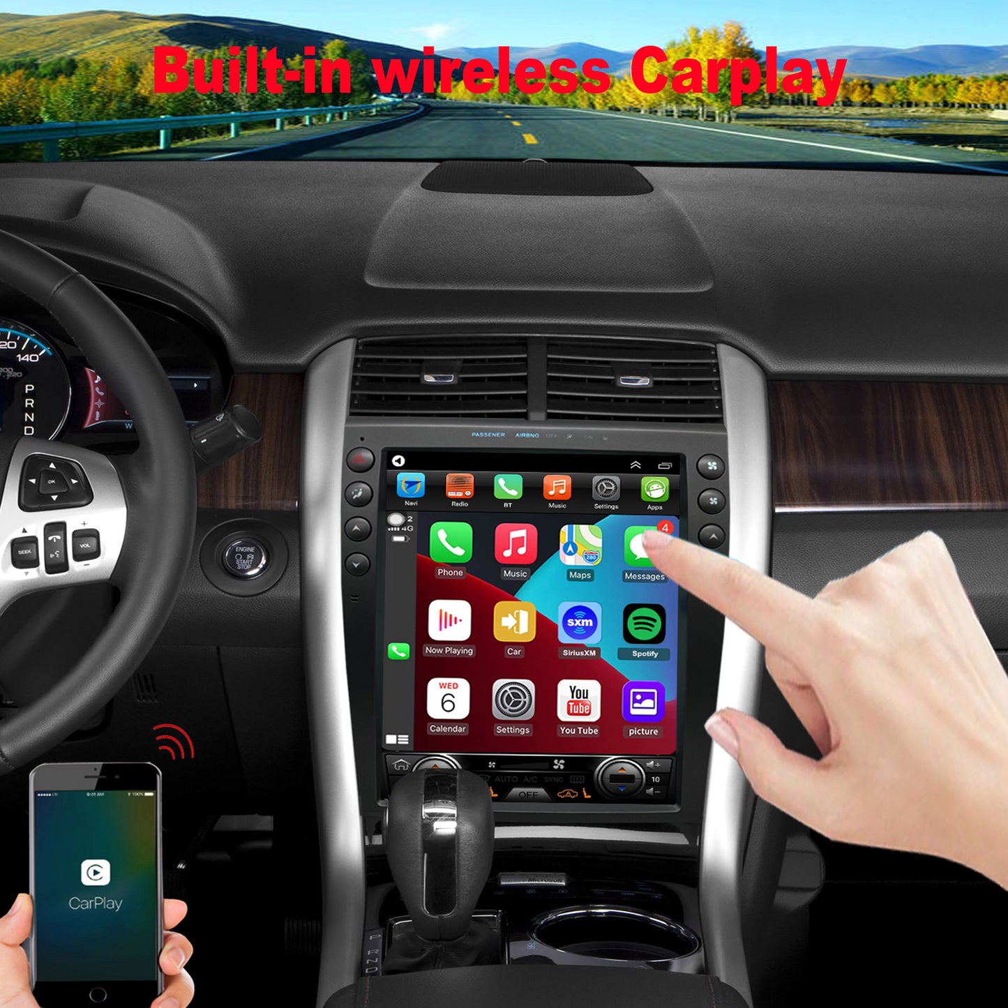 For Ford Edge 2011-2014 Radio upgrade, 12.1-inch QLED 8-Core CPU, touch screen Stereo, Wireless CarPlay & Android Auto, Free camera