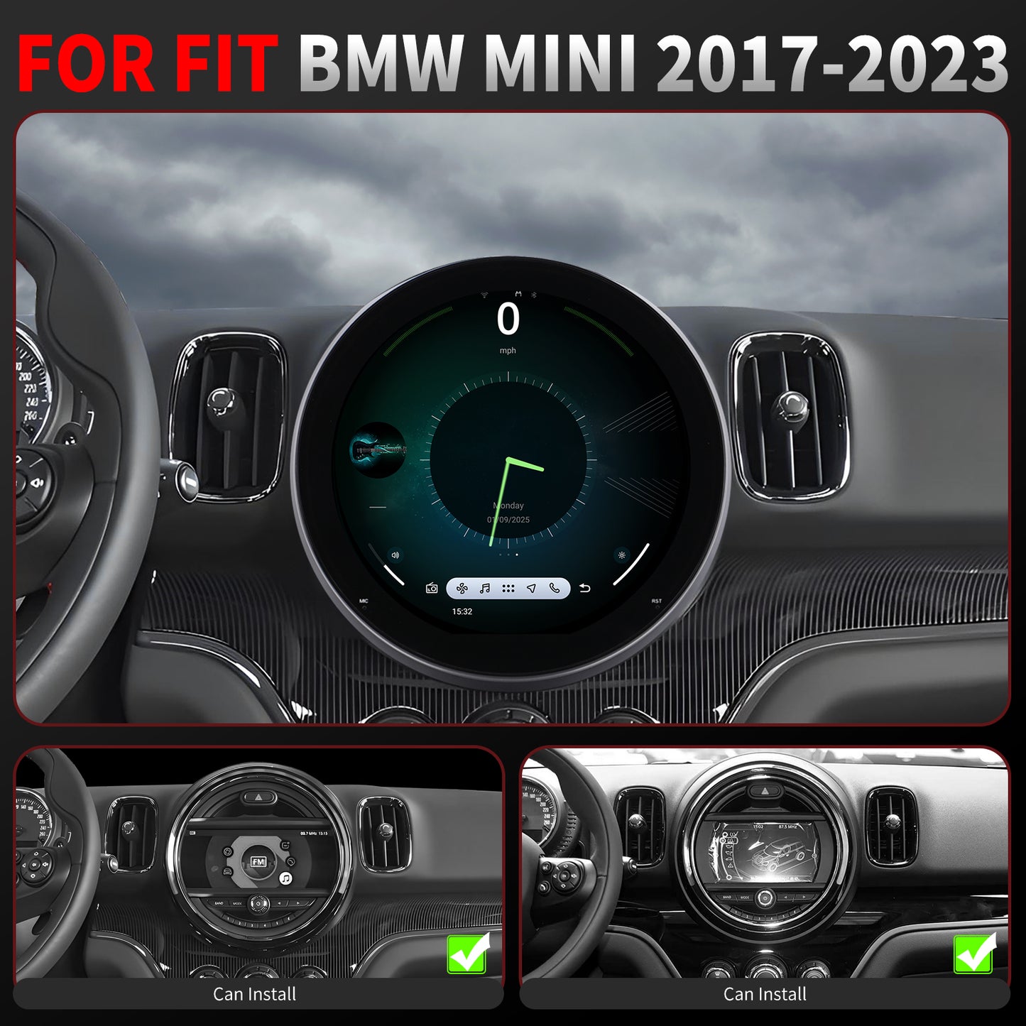 BMW MINI Radio upgrade 2017-2023 CarPlay Stereo Screen - Topdisplay 2017 2018 2019 2020 2021 2022 2023 Replacement Headunit Apple Android Auto Accessories Pantalla Estéreo
