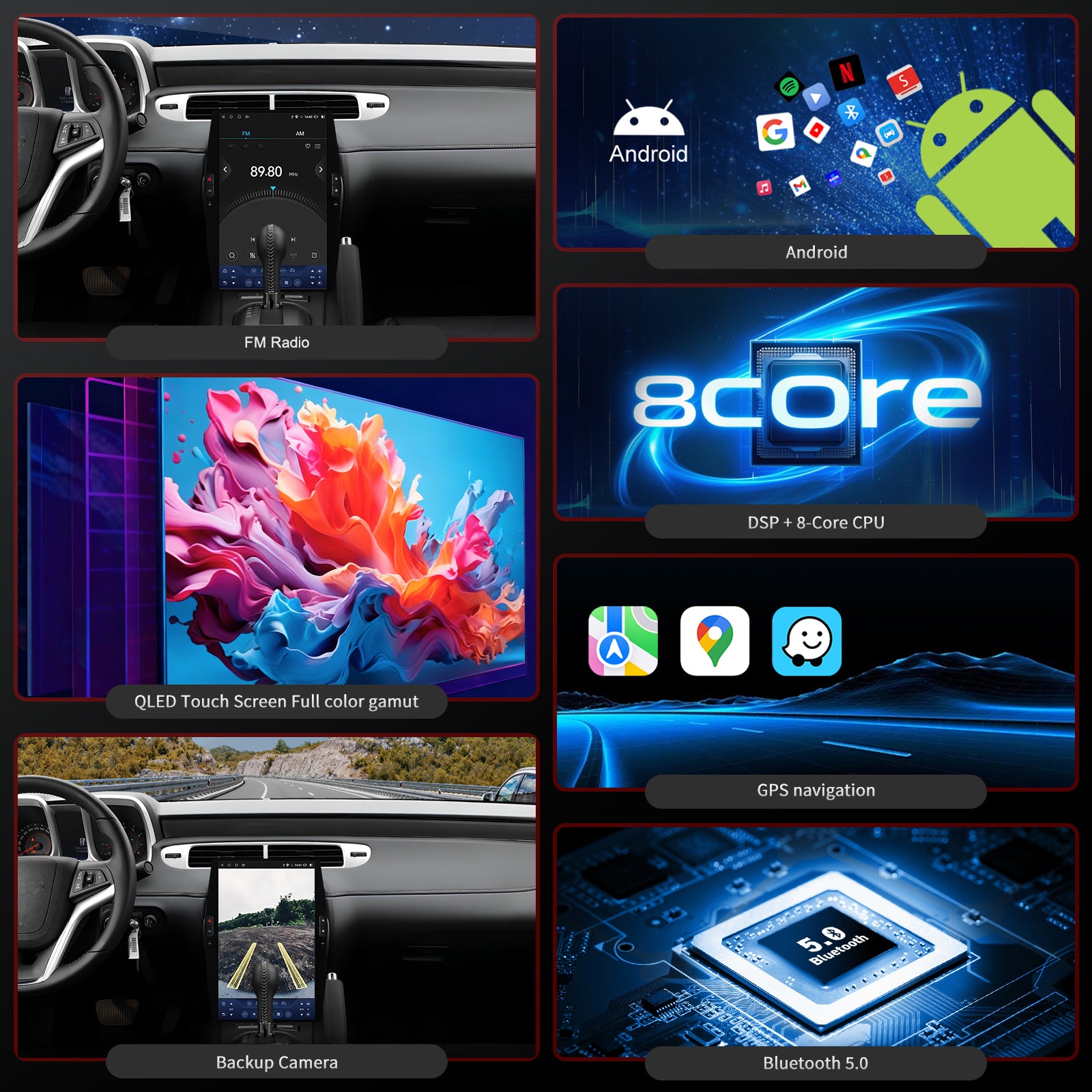 Chevy Camaro Radio upgrade 2010-2015 CarPlay Stereo Screen -Topdisplay 2010 2011 2012 2013 2014 2015 Chevrolet Replacement Headunit Apple Android Auto Accessories Pantalla Estéreo