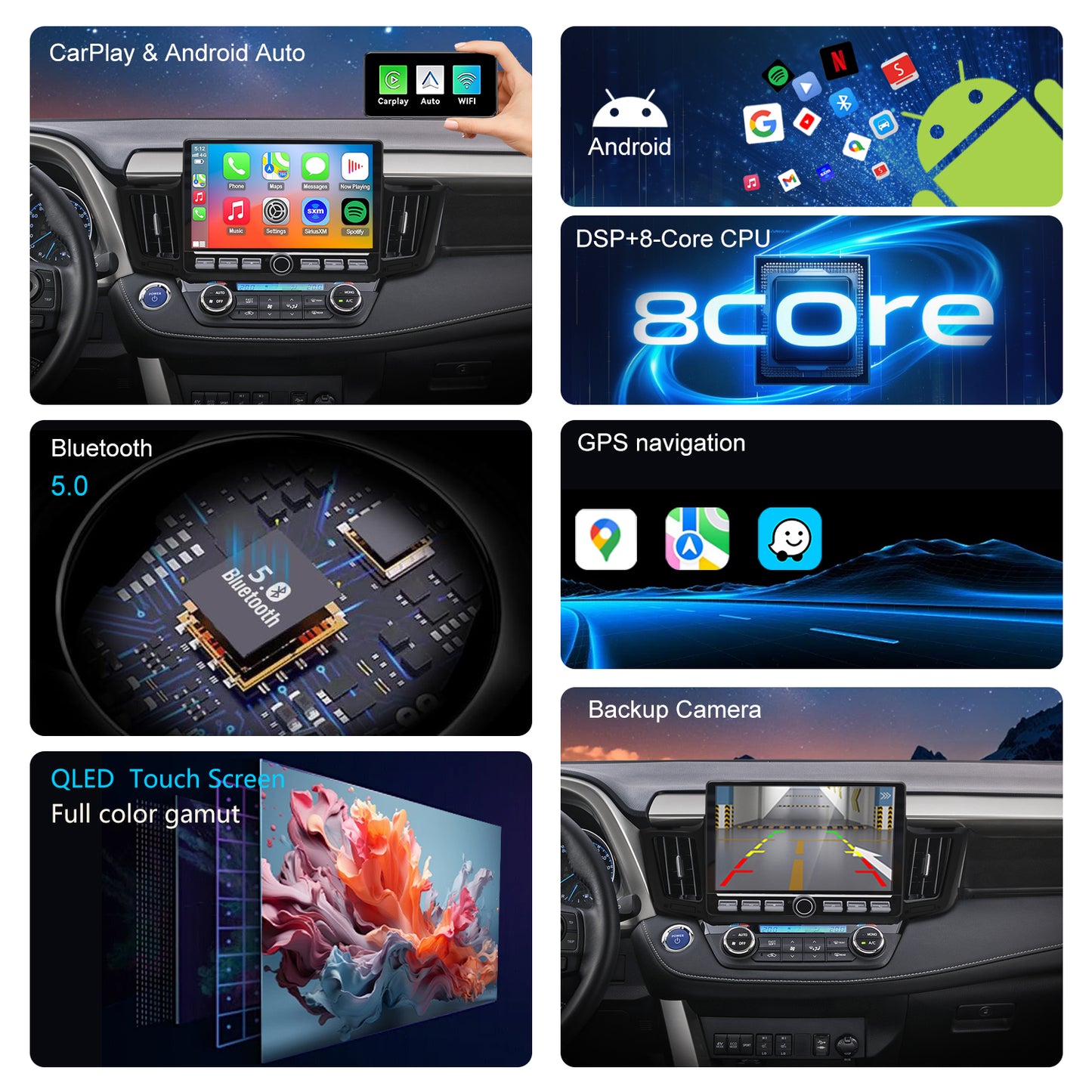 For Toyota RAV4 2013-2018 Radio upgrade,10.1-inch QLED 8-Core CPU,touch screen Stereo,Wireless CarPlay & Android Auto,keep OEM Controls