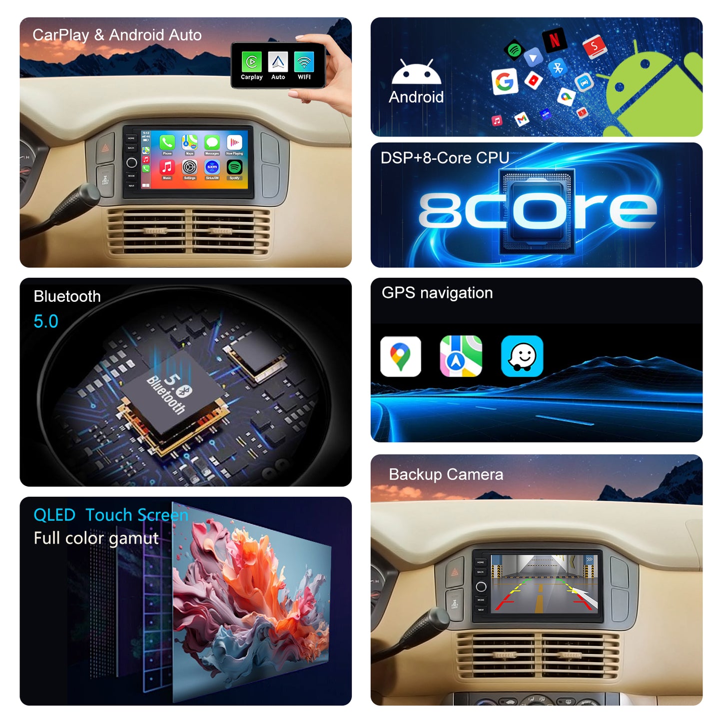 Honda Pilot Radio upgrade 2003-2008 CarPlay Stereo Screen-Topdisplay 2003 2004 2005 2006 2007 2008 Replacement Headunit Apple Android Auto Accessories Pantalla Estéreo 