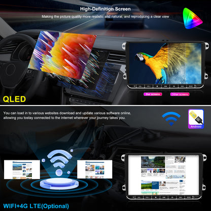 For Volkswagen Lavida 2013-2015 Radio Replacement, 9 inch QLED 8-Core CPU, touch screen Stereo,Wireless CarPlay & Android Auto, keep OEM Controls, Free backup camera included