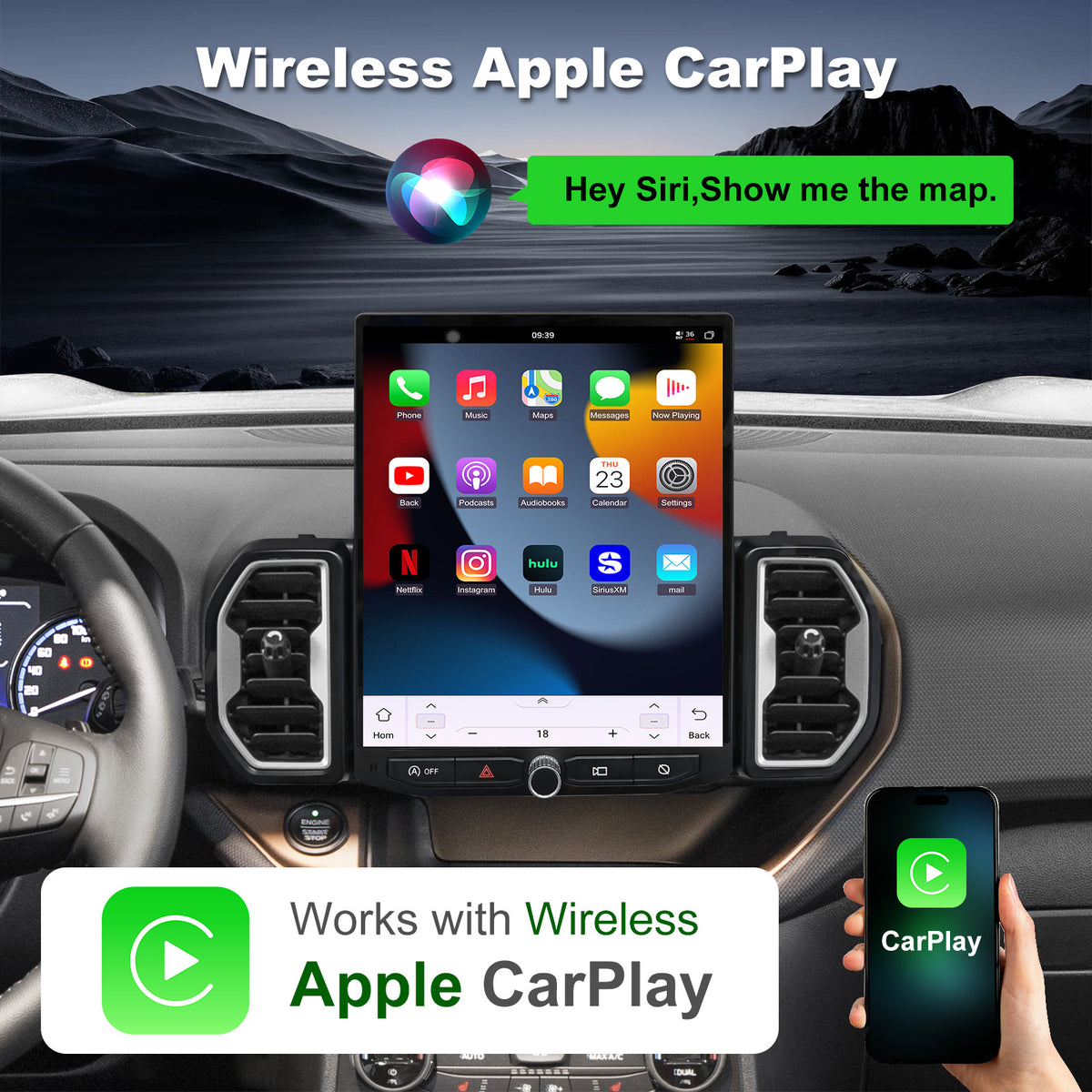 Ford Bronco Sport Radio upgrade 2021-2024 CarPlay Stereo - Topdisplay 2021 2022 2023 2024 Upgrade Touch Screen Headunit Apple Carplay Android Auto Accessories Estéreo Pantalla