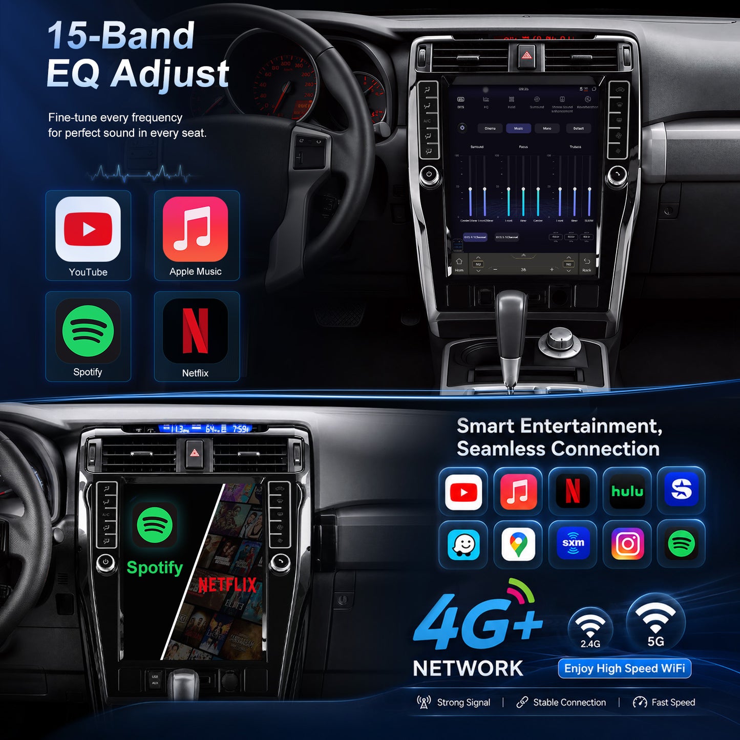 Toyota 4Runner radio 2009-2019 Repacement CarPlay Headunit- Topdisplay 2009 2010 2011 2012 2013 2014 2015 2016 2017 2018 2019 Toyota 4Runner Upgrade Stereo Touchscreen Apple Carplay Android Auto Pantalla Estéreo
