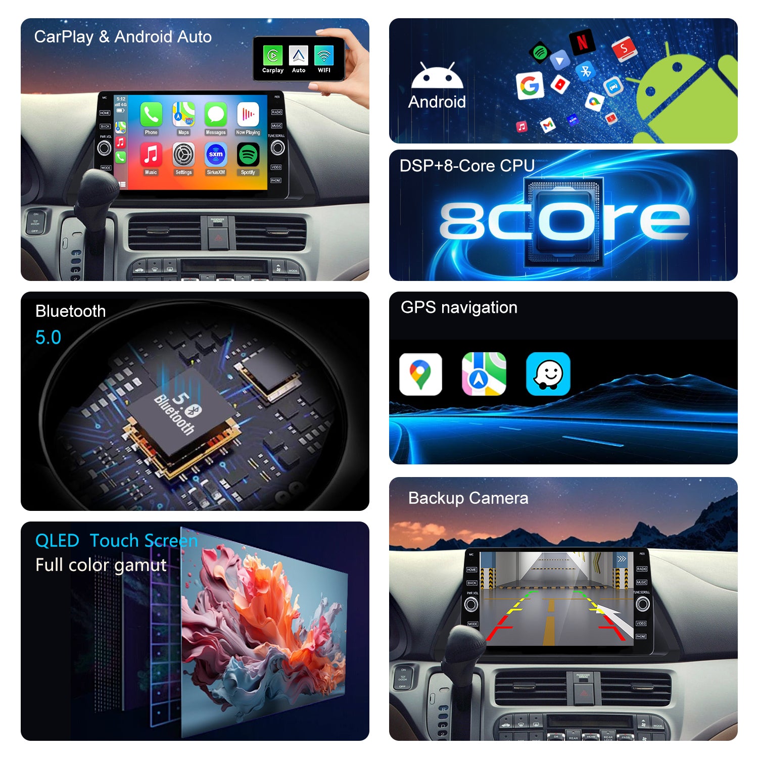 Honda Odyssey Radio upgrade 2004-2010 CarPlay Stereo Screen-Topdisplay 2004 2005 2006 2007 2008 2009 2010 Replacement Headunit Apple Android Auto Accessories Pantalla Estéreo 