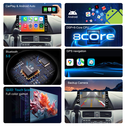 Honda Odyssey Radio upgrade 2004-2010 CarPlay Stereo Screen-Topdisplay 2004 2005 2006 2007 2008 2009 2010 Replacement Headunit Apple Android Auto Accessories Pantalla Estéreo 