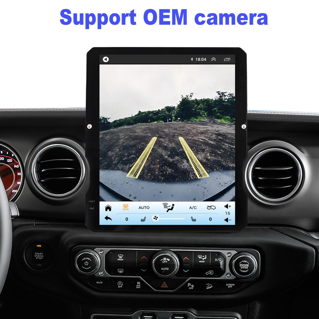 for Jeep Wrangler 2018-2023 Radio upgrade,12.1-inch QLED 8-Core CPU,touch screen Stereo,Wireless CarPlay & Android Auto,keep OEM Controls