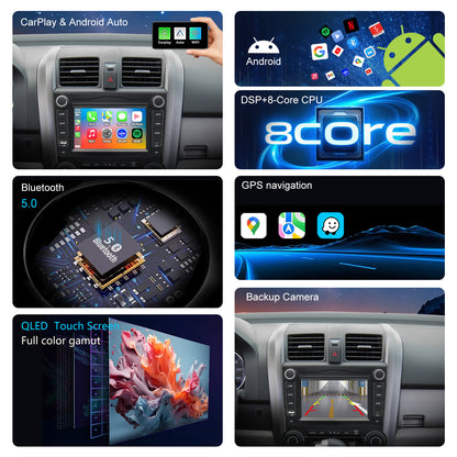 For Honda CRV 2007-2011 Radio upgrade,9-inch QLED 8-Core CPU,touch screen Stereo,Wireless CarPlay & Android Auto,keep OEM Controls