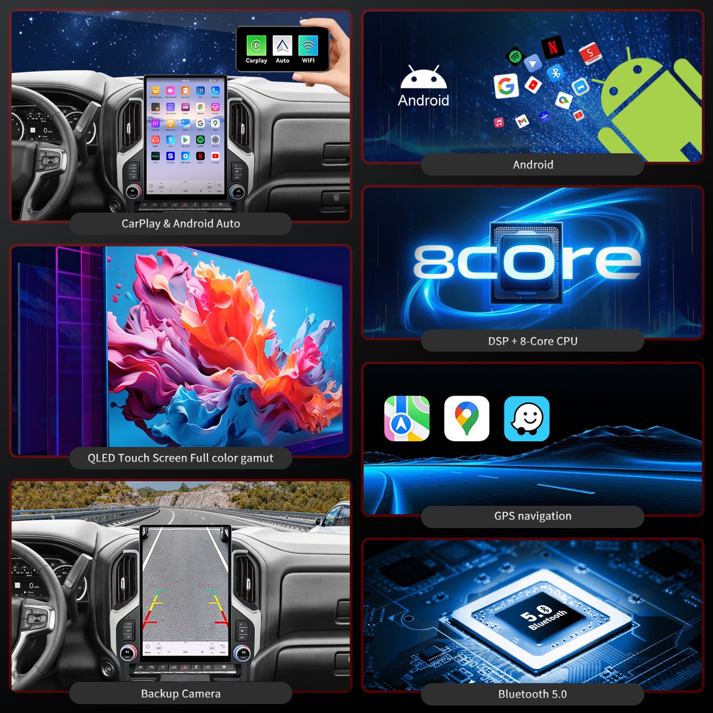 Chevy Silverado Radio upgrade 2019-2023 CarPlay Stereo Screen-Topdisplay 2019 2020 2021 2022 2023 Chevrolet Replacement Headunit Apple Android Auto Accessories Pantalla Estéreo 