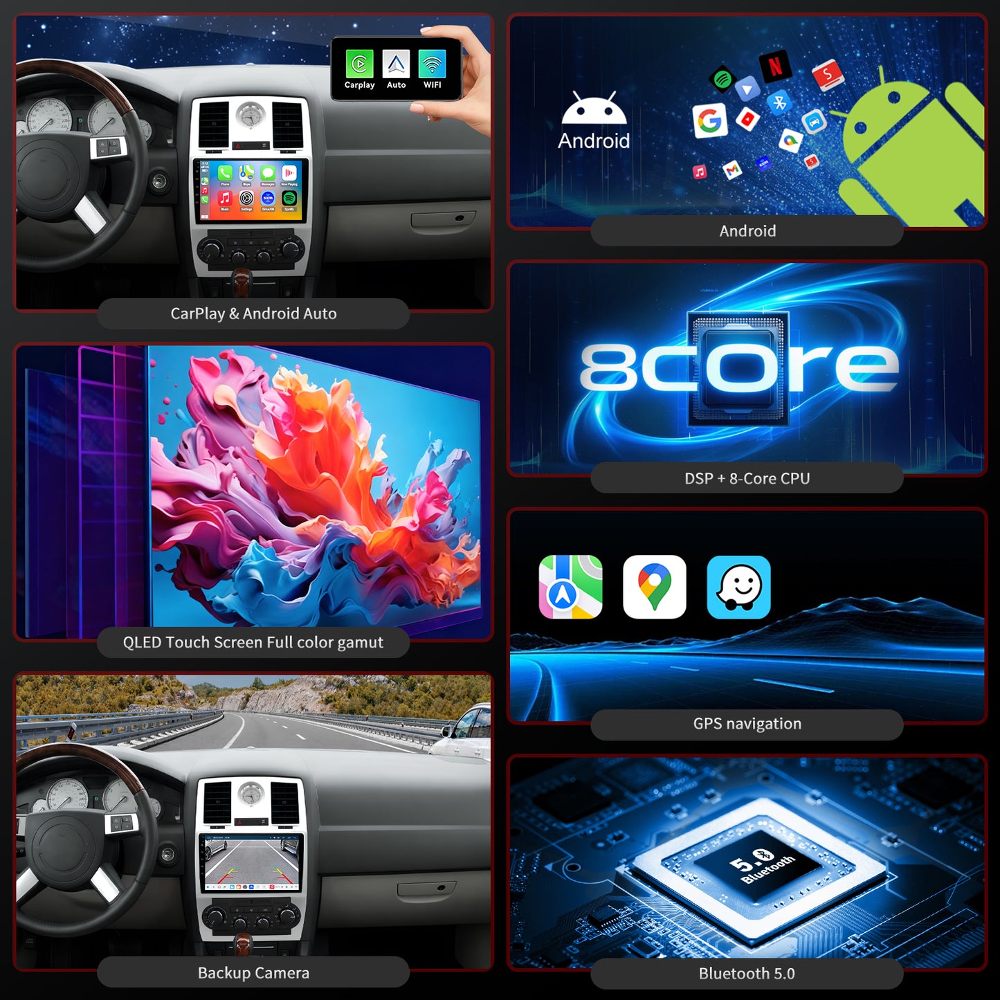 Chrysler 300 Radio upgrade 2005-2010 CarPlay Stereo Screen-Topdisplay 2005 2006 2007 2008 2009 2010 Replacement