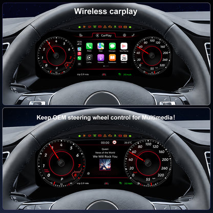 For Volkswagen Tiguan L 2017-2021 Digital Instrument Cluster, 12.3-inch QLED Screen, Multiple UI, Wireless CarPlay, Direct OEM Replacement