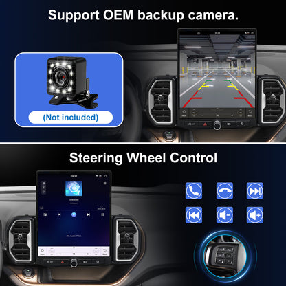 For Ford Bronco Sport 2021-2024 Radio upgrade, 14.5-inch QLED 8-Core CPU, touch screen Stereo,Wireless CarPlay & Android Auto, keep OEM Controls