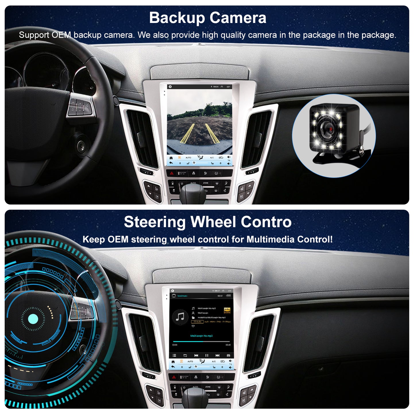 For Cadillac CTS 2008-2014 Radio upgrade,9.7-inch QLED 8-Core CPU,touch screen Stereo,Wireless CarPlay & Android Auto,keep OEM Controls