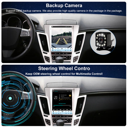 For Cadillac CTS 2008-2014 Radio upgrade,9.7-inch QLED 8-Core CPU,touch screen Stereo,Wireless CarPlay & Android Auto,keep OEM Controls