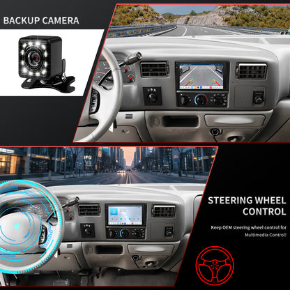Ford F250 Stereo replacement 1999-2004 CarPlay Radio Screen-Topdisplay 1999 2000 2001 2002 2003 2004 F250 Upgrade Headunit Apple Carplay Android Auto Accessories Pantalla Estéreo