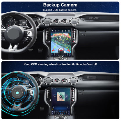 For Ford Mustang 2015-2023 Radio upgrade,14.5-inch QLED 8-Core CPU,touch screen Stereo,Wireless CarPlay & Android Auto,keep OEM Controls