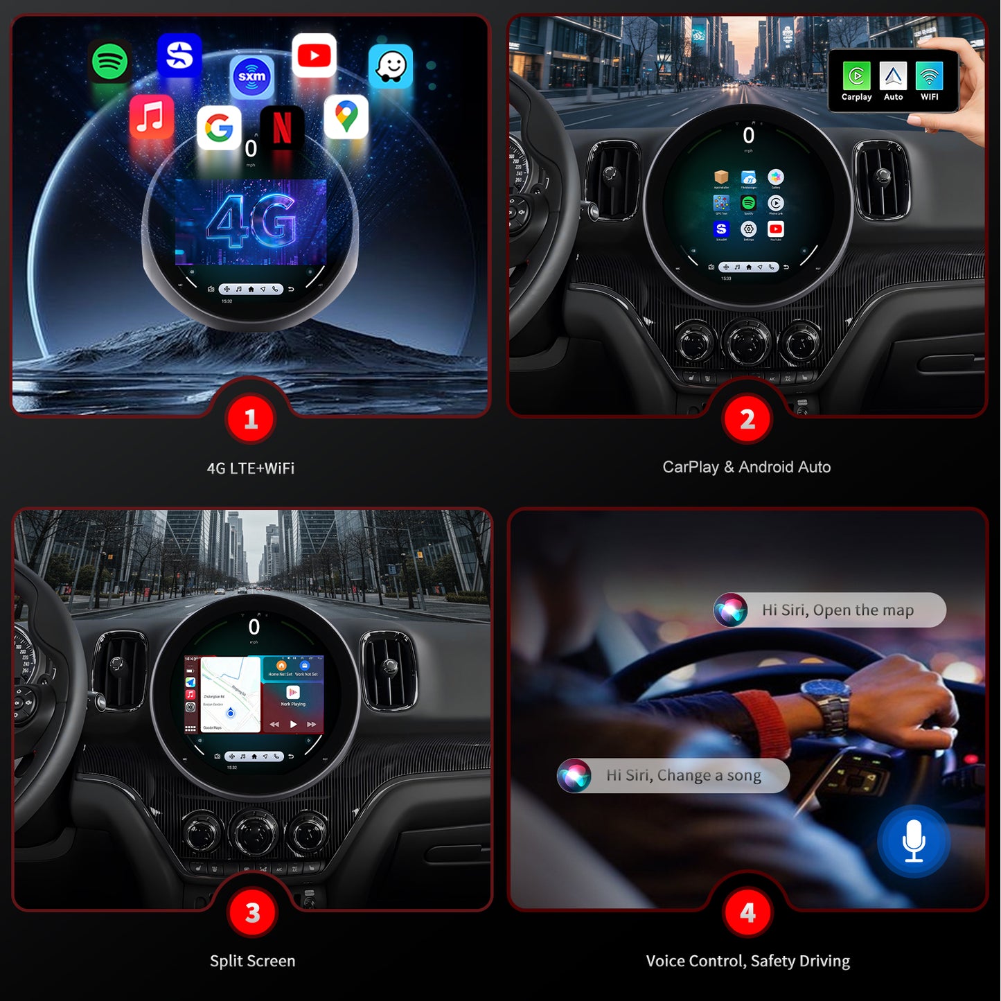 BMW MINI Radio upgrade 2017-2023 CarPlay Stereo Screen - Topdisplay 2017 2018 2019 2020 2021 2022 2023 Replacement Headunit Apple Android Auto Accessories Pantalla Estéreo