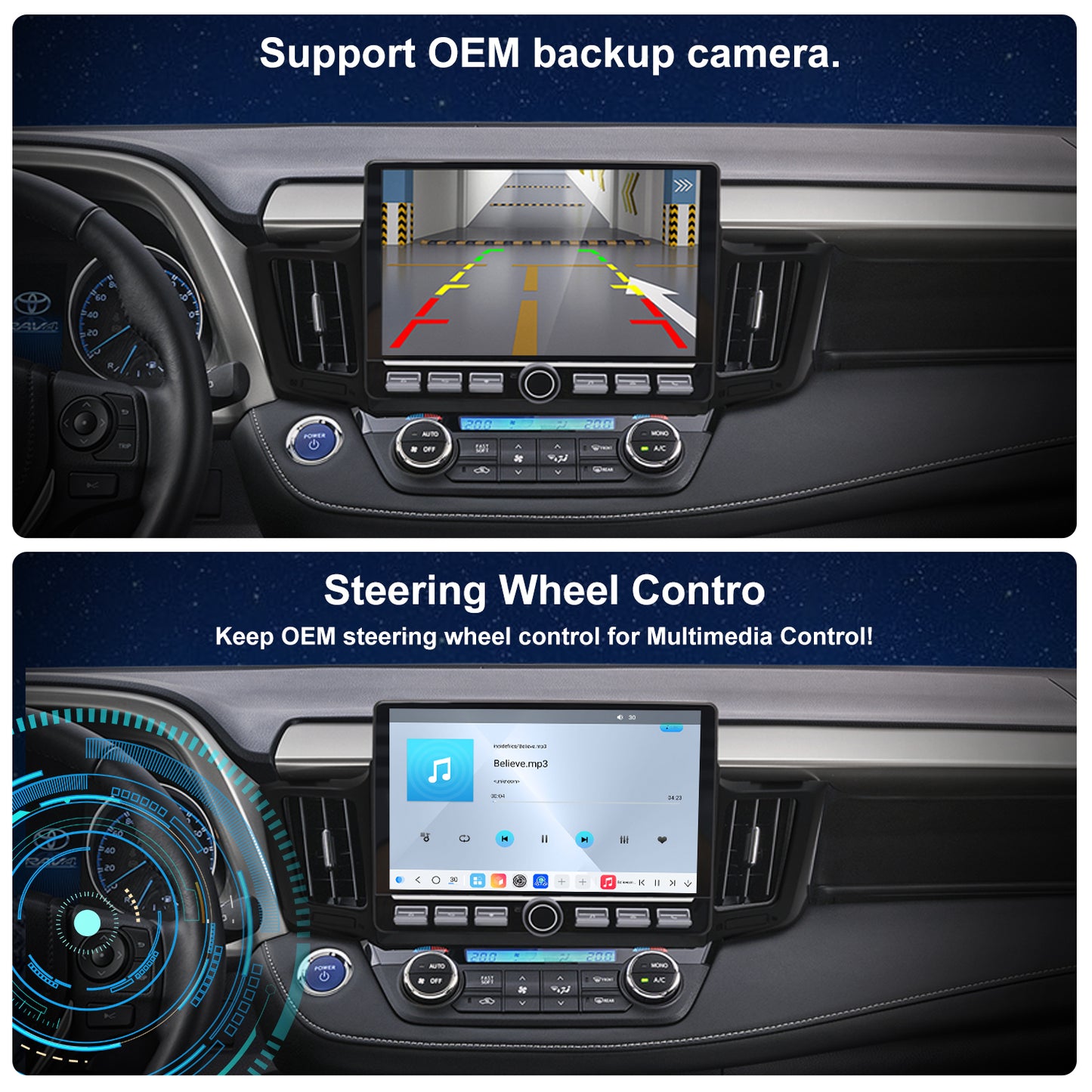 Topdisplay 2013 2014 2015 2016 2017 2018 Toyota RAV4 Upgrade Stereo Headunit Apple Carplay Android Auto Pantalla Estéreo