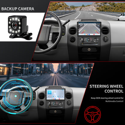 For Ford F150 2004-2008 Radio upgrade,10.1-inch QLED 8-Core CPU,touch screen Stereo,Wireless CarPlay & Android Auto,Free camera